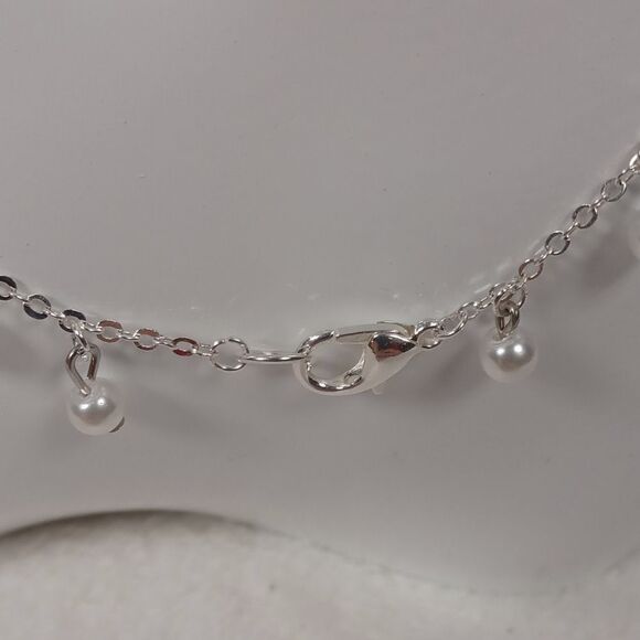 Y2K FAUX PEARL SILVER CHOKER NECKLACE 15 INCHES - Picture 3 of 6